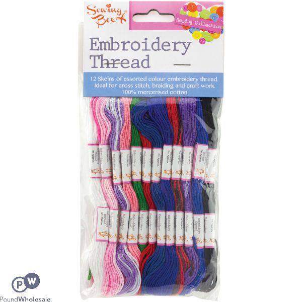 SEWING BOX EMBROIDERY THREAD 12 COLOURS 