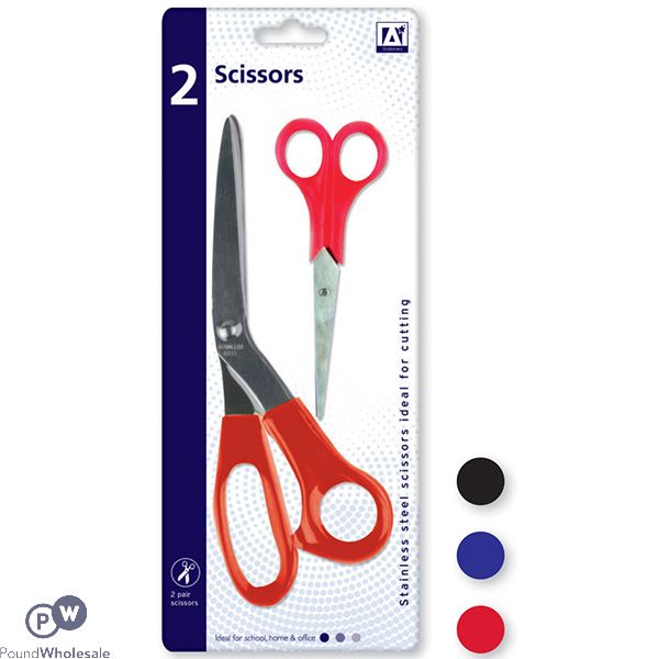 Scissors 4" & 8" Assorted Colours 2-Pack