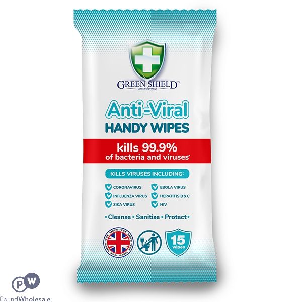 Green Shield Anti-viral Handy Wipes 15 Pack Cdu