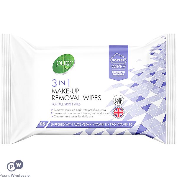 PURE 3-IN-1 MAKE-UP REMOVAL WIPES 25 PACK