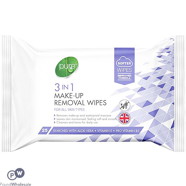 Pure 3-In-1 Make-Up Removal Wipes 25 Pack