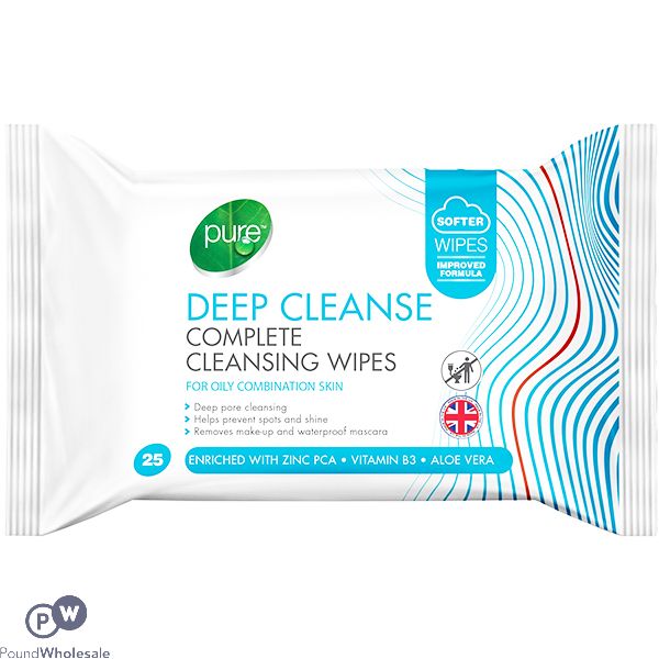 PURE DEEP CLEANSE COMPLETE CLEANSING WIPES 25 PACK