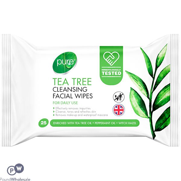 Pure Tea Tree Cleansing Facial Wipes 25 Pack
