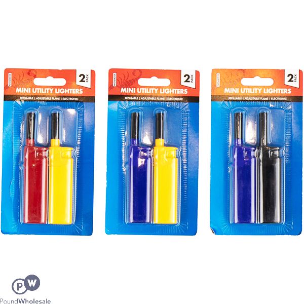 Pride Mini Electronic Utility Lighters 2 Pack Assorted Colours