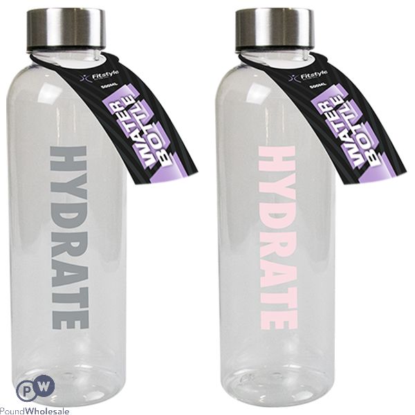 Fitstyle Hydrate Water Bottle 500ml Assorted