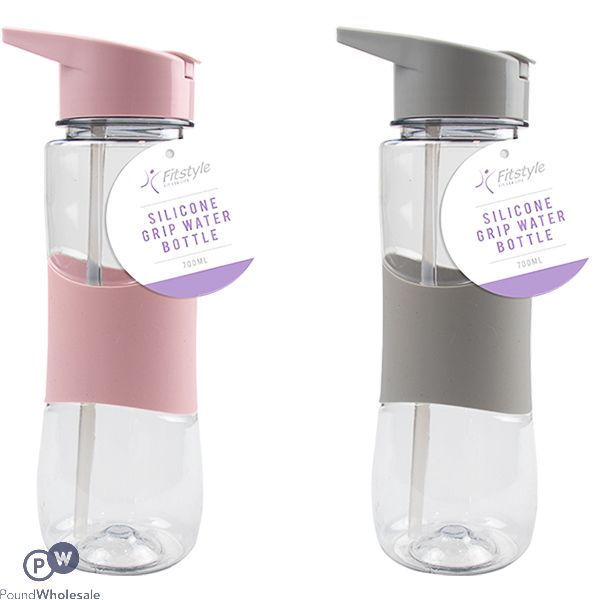 FITSTYLE SILICONE GRIP WATER BOTTLE 700ML ASSORTED COLOURS