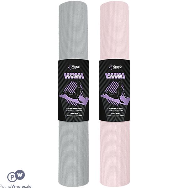 Fitstyle Yoga Mat 130.5cm X 57.5cm Assorted Colours