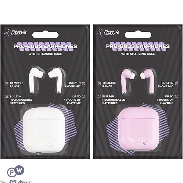 Fitstyle Pro-buds Earphones With Charging Case Cdu Assorted Colours