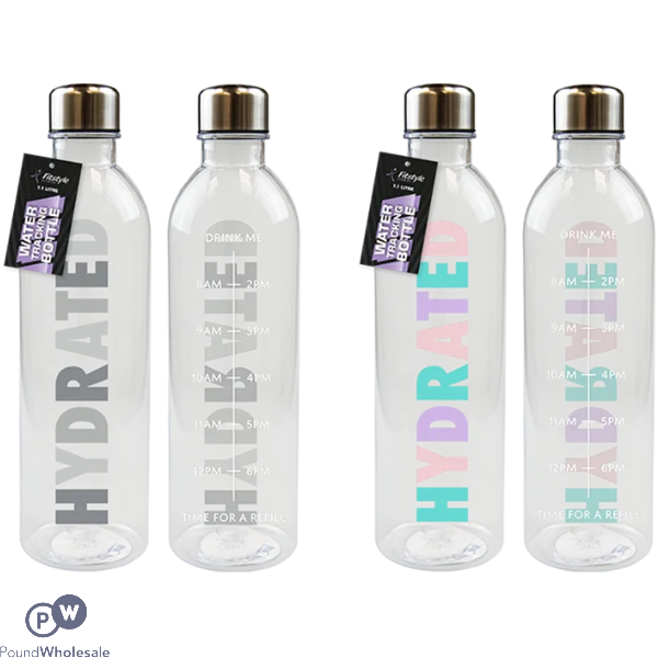 Fitstyle Hydrated Tracking Water Bottle 1.1l Assorted