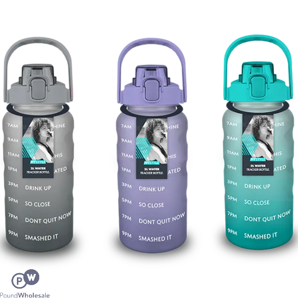 Fitstyle Water Tracker Bottle 2l Assorted Colours