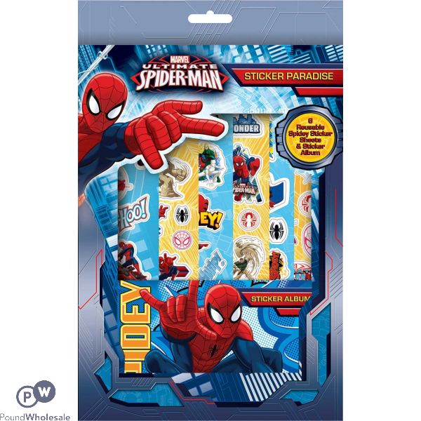 Spiderman Sticker Paradise 6 Reusable Sticker Sheets & Sticker Album