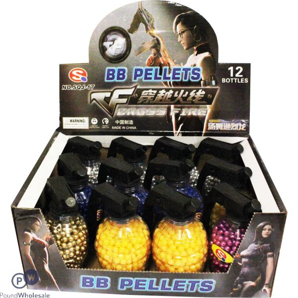 800 Pc Bb Pellets In Assorted Colours Hand Grenade Design (10cm X 5 Cm) - 12pc In Cdu (approx 11cm X 25cm)
