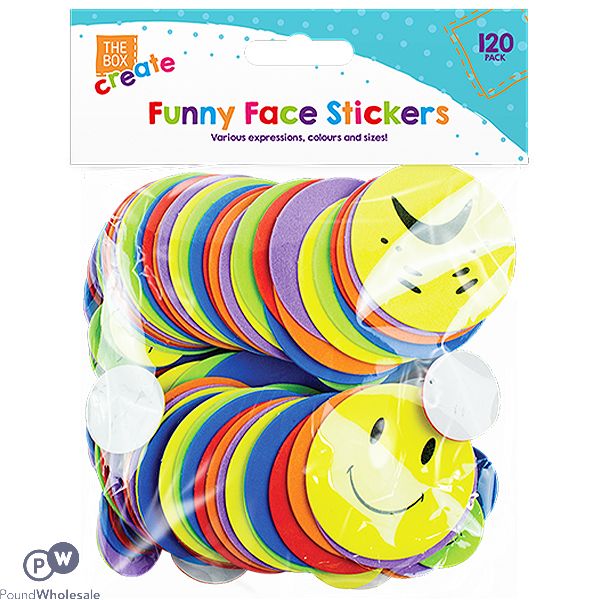 The Box Assorted Colour Funny Expressions Foam Stickers 120 Pack