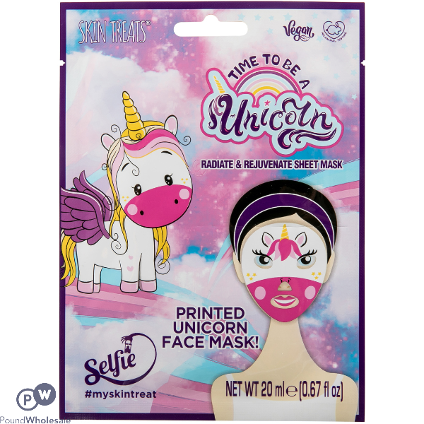 Skin Treats Unicorn Printed Face Mask Cdu