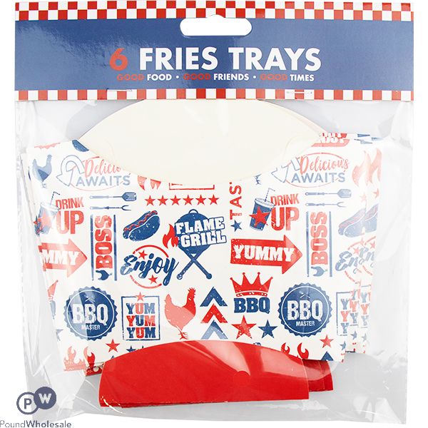 BBQ CARDBOARD FRIES TRAYS 6 PACK