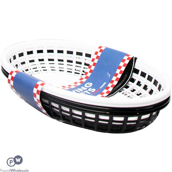 BBQ ASSORTED COLOUR PLASTIC SERVING BASKETS 4 PACK CDU