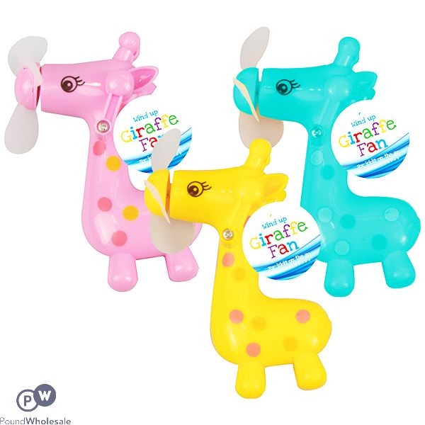 Oxycool Giraffe Wind-up Hand Fan Cdu Assorted Colours