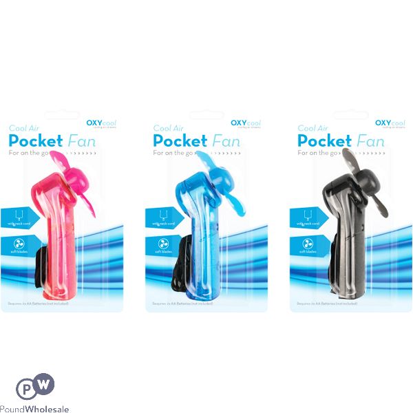 OXYCOOL POCKET FAN WITH NECK CORD ASSORTED COLOURS