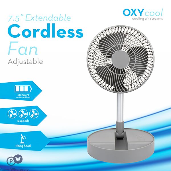 OXYCOOL EXTENDABLE CORDLESS DESK FAN 7.8"