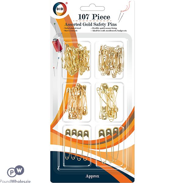 Did Assorted Gold Safety Pins Set 107pc