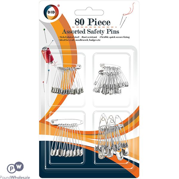 DID Assorted Safety Pins 80pc