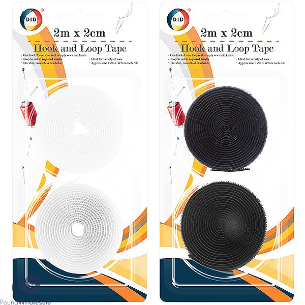 DID Hook & Loop Tape Assorted Colour 2m X 2cm