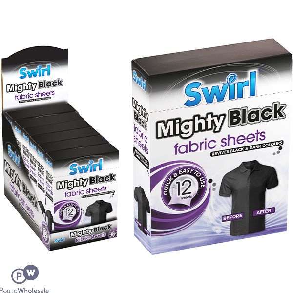 Swirl Mighty Black Fabric Sheets 12 Pack CDU