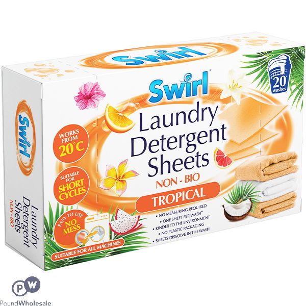 Swirl Non-bio Tropical Laundry Detergent Sheets 20 Pack