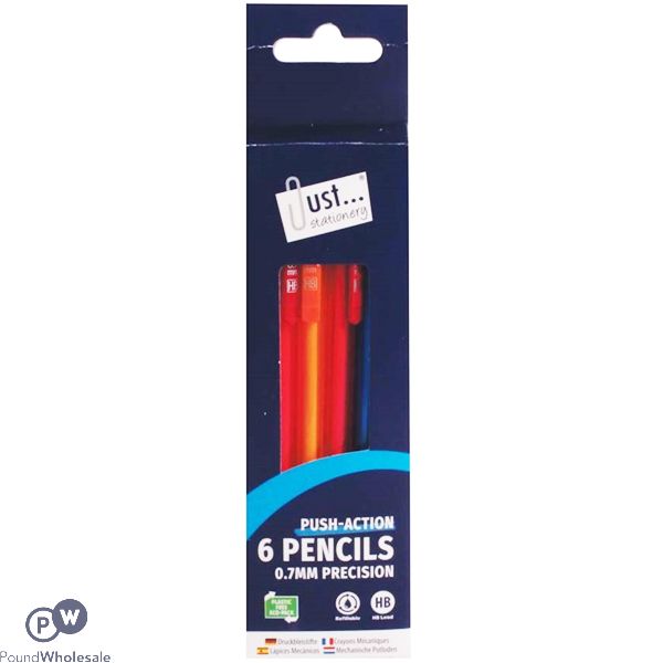 Just Stationery Eraser Tip Mechanical Pencils 6 Pack