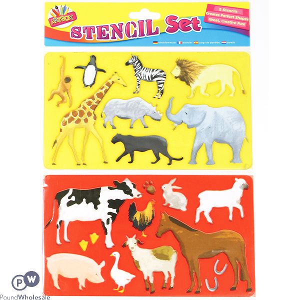 ARTBOX FUN ANIMALS STENCIL SET 2 PACK