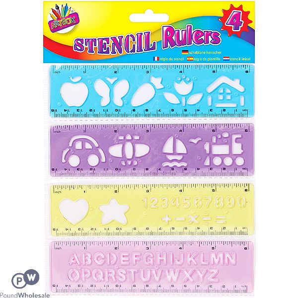 ARTBOX ASSORTED STENCIL RULERS 4 PACK