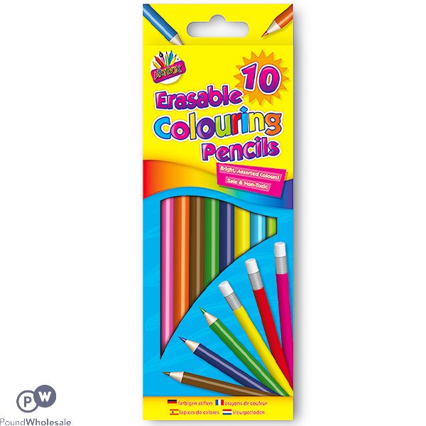 ARTBOX ASSORTED COLOUR ERASABLE COLOURING PENCILS 10 PACK