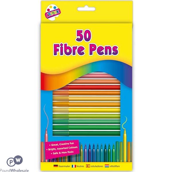 Artbox Assorted Fine Fibre Tip Colouring Pens 50 Pack