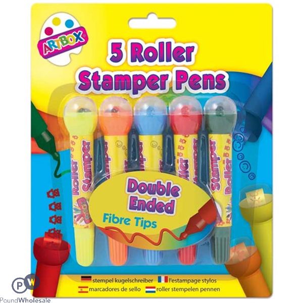 Artbox Double-Ended Roller Stamper Pens Assorted Colours 5 Pack