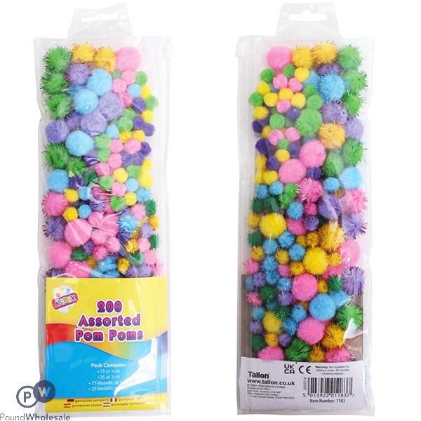 Artbox Assorted Pom Poms 200 Pack