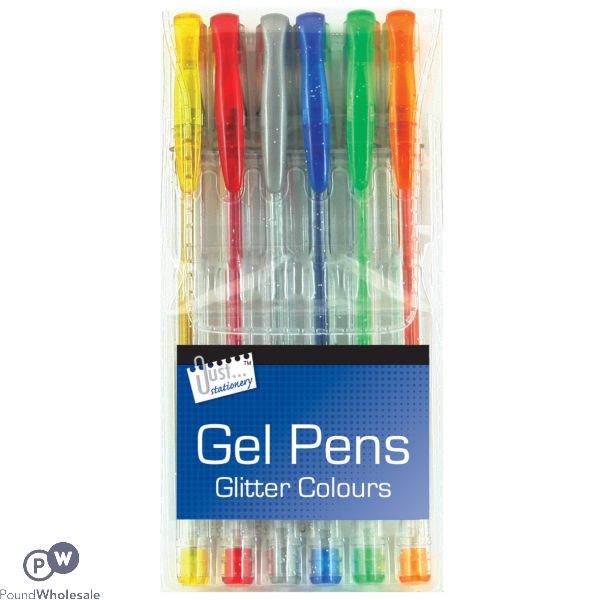 6pc Gel Pens Glitter Colours