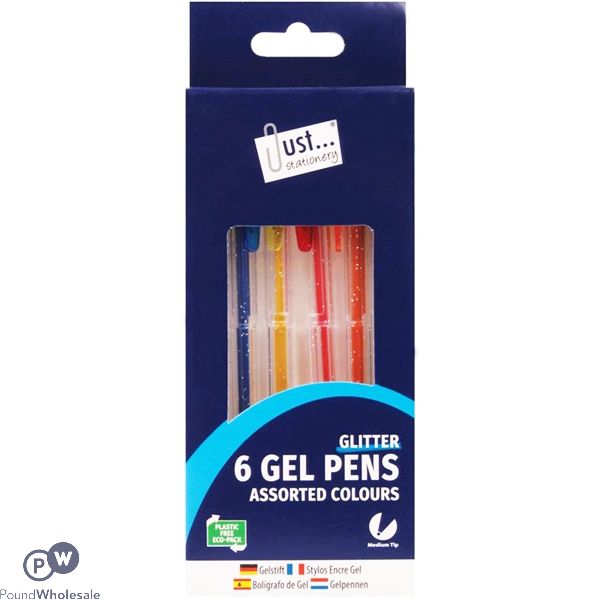 6pc GEL PENS GLITTER COLOURS