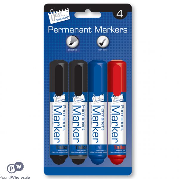 4 Permanant Markers Chisel Tip B/c