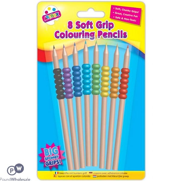 ARTBOX SOFT GRIP COLOURING PENCILS ASSORTED COLOURS 8 PACK