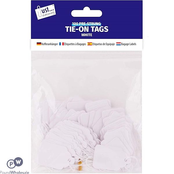 Just Stationery Pre-Strung Tie-On Tags 25 X 39mm 100 Pack