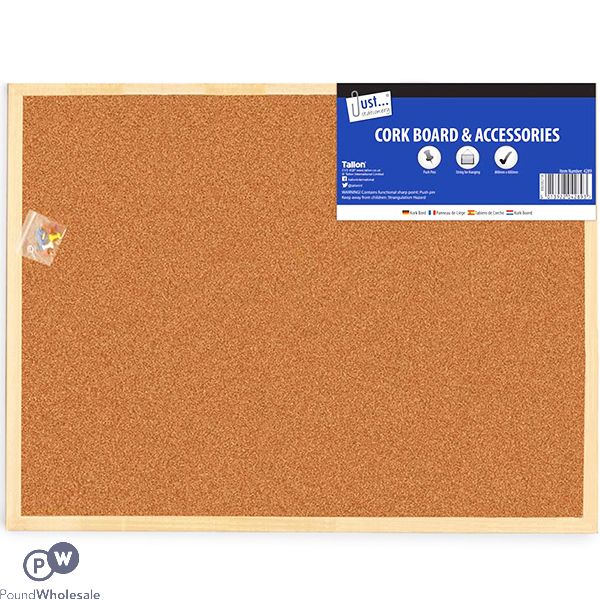 JUST STATIONERY CORK NOTICE BOARD & ACCESSORIES 600 X 800MM