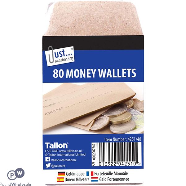 Just Stationery Dinner Money Envelopes 80 Pack