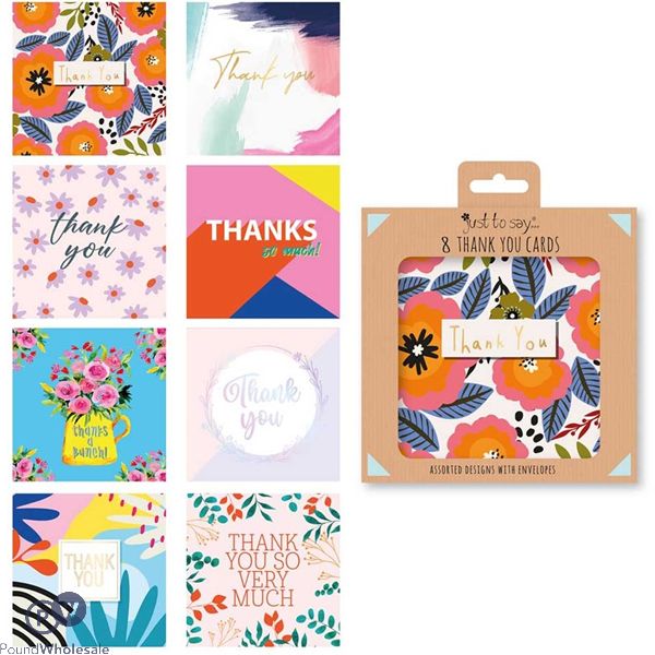 Just To Say Mixed Thank You Cards 8 Pack