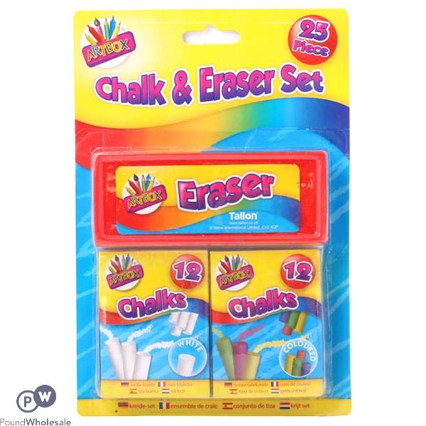 ARTBOX 25PC CHALK AND ERASER SET