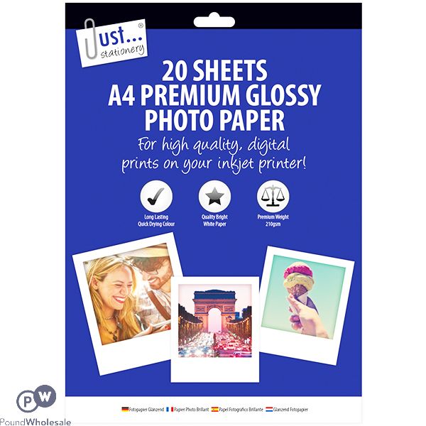 Just Stationery A4 Premium Glossy Photo Paper 20 Sheets