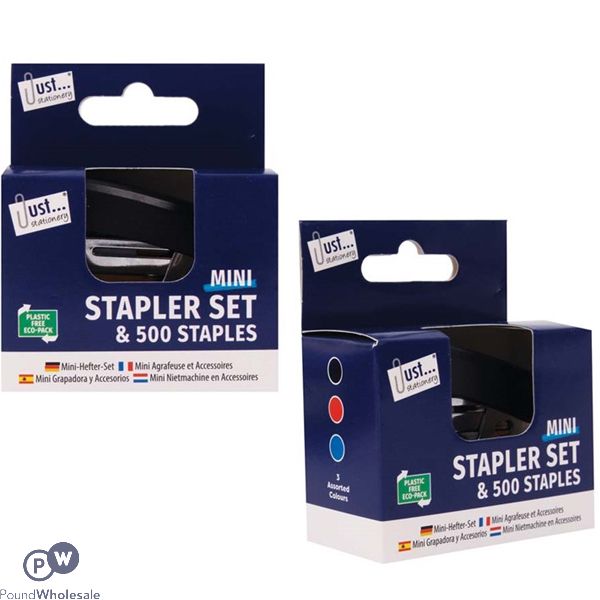 Just Stationery Mini Stapler Set Assorted Colours