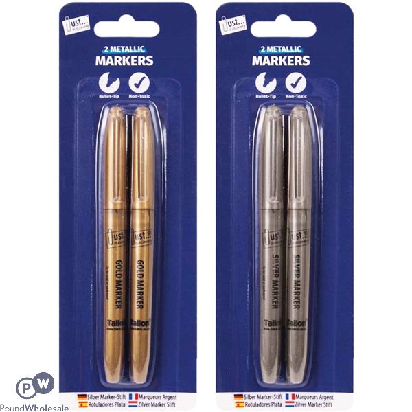 Just Stationery Silver & Gold Markers 2 Pack Assorted