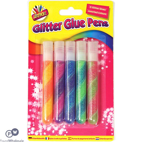 Artbox Assorted Colour Swirl Glitter Glue Pens 5 Pack