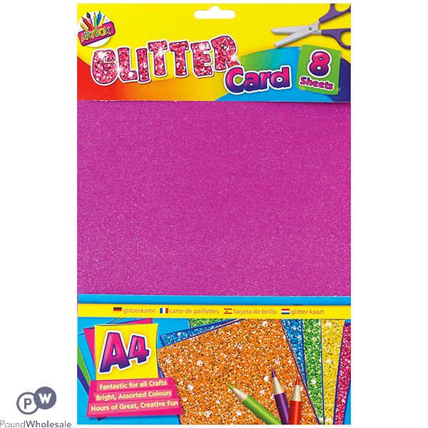 ARTBOX A4 ASSORTED COLOUR GLITTER CARD 8 SHEETS