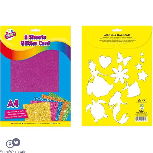 Artbox A4 Assorted Colour Glitter Card 8 Sheets